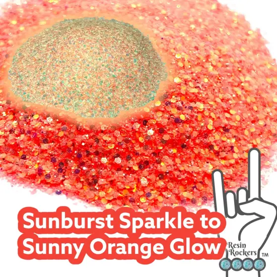 Glamour and Sunburst Sparkle to Sunny Orange Glow in the Dark Pixie for Poxy Color Changing Medium Chunky Glitter Mix {1}