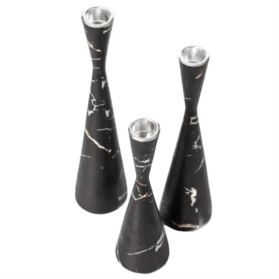 Marble Resin Candle Holders - Set of 3 Exquisite Decorative Taper Candlesticks for Luxurious Home Decor, Elegant Dining Table Centerpieces, Stylish Interior Accents, and Exclusive Event Illumination {10}