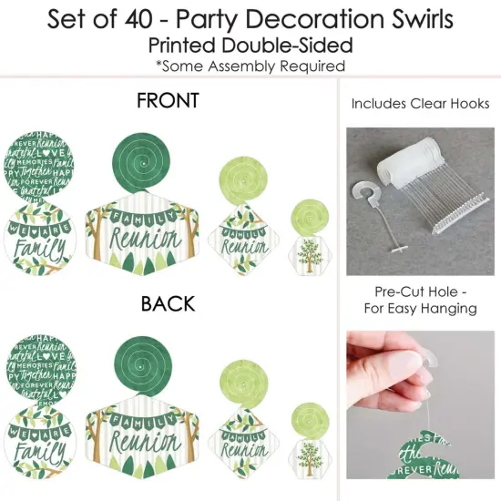 Big Dot of Happiness Family Tree Reunion - Family Gathering Party Hanging Decor - Party Decoration Swirls - Set of 40 {7}