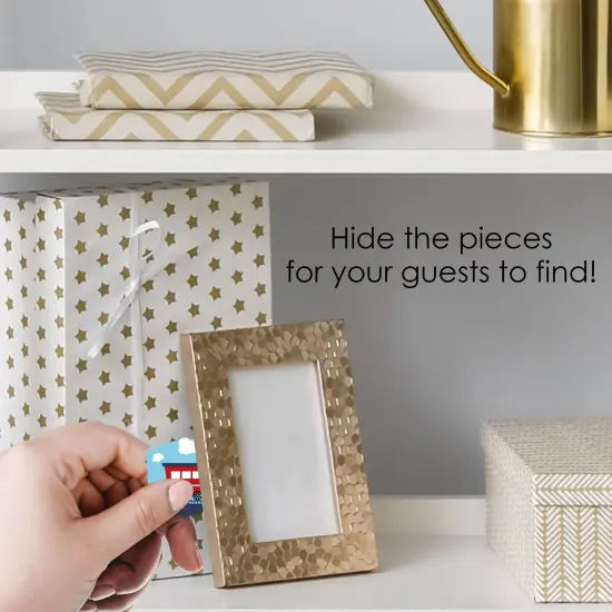 Big Dot of Happiness Railroad Party Crossing - Steam Train Birthday Party or Baby Shower Scavenger Hunt 1 Stand and 48 Game Pieces Hide and Find Game {4}