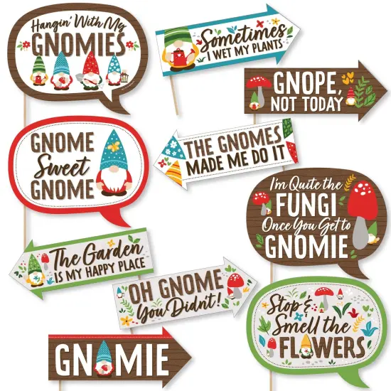 Big Dot of Happiness Funny Garden Gnomes - Forest Gnome Party Photo Booth Props Kit - 10 Piece {1}