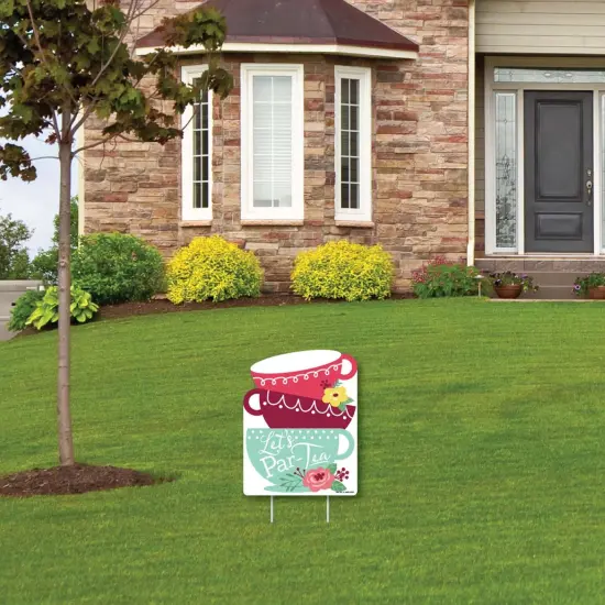 Big Dot of Happiness Floral Let's Par-Tea - Outdoor Lawn Sign - Garden Tea Party Yard Sign - 1 Piece {4}