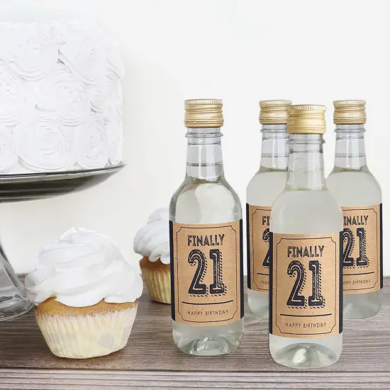 Big Dot of Happiness Finally 21 - 21st Birthday - Mini Wine and Champagne Bottle Label Stickers - 21st Birthday Party Favor Gift - Set of 16 {4}