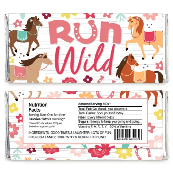 Big Dot of Happiness Run Wild Horses - Candy Bar Wrapper Pony Birthday Party Favors - Set of 24 {3}