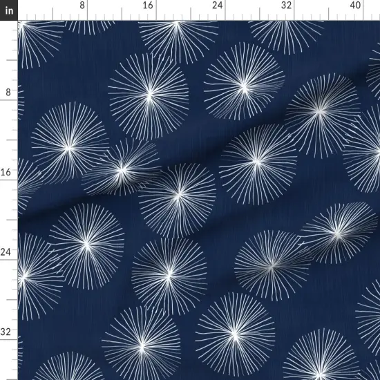 Various Fabrics by the Yard or Fat Quarter Mid Century Modern Circle Snowflake Chinoiserie Minimalist Mod Geo Dandelion White Blue Navy Flower Custom Printed Fabric by Spoonflower {1}