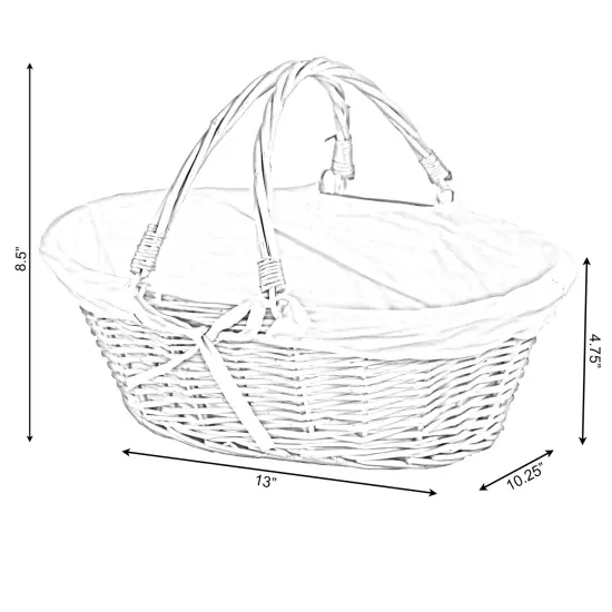 Wicker Willow Picnic Basket with Double Drop-Down Handles - Perfect as Gift basket for all Occasions like Halloween, Thanksgiving and Easter, with Liner {4}