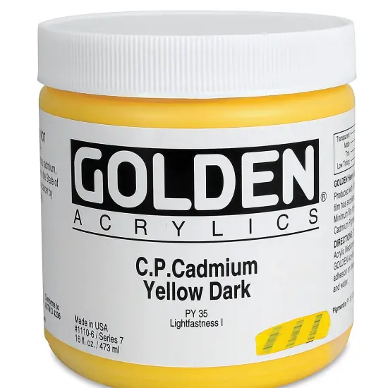 Golden Heavy Body Artist Acrylics - Cadmium Yellow Dark, 16 oz Jar {2}