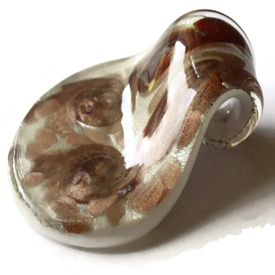 2.25 Inch Orange Gold and White Spiral Foil Glass Pendant Spoon Pendant {4}