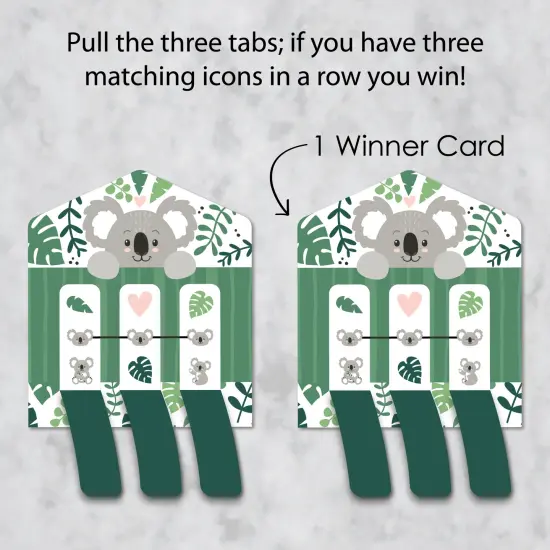 Big Dot of Happiness Koala Cutie - Bear Birthday Party and Baby Shower Game Pickle Cards - Pull Tabs 3-in-a-Row - Set of 12 {4}