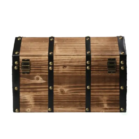 Large Wooden Pirate Lockable Trunk with Lion Rings {6}