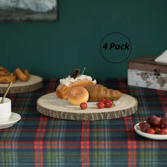 Home Decor Natural Wooden Bark Slice Tray Large Rustic Table Charger Centerpiece, Set of 4 {5}