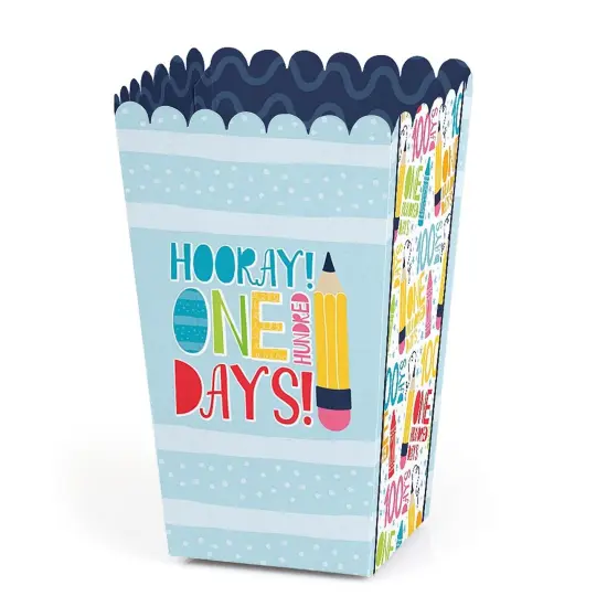 Big Dot of Happiness Happy 100th Day of School - 100 Days Party Favor Popcorn Treat Boxes - Set of 12 {1}