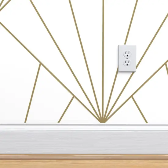 Peel & Stick Wallpaper 2FT Wide Art Deco Geometric Triangles Gold Look White Diamond Custom Removable Wallpaper by Spoonflower {4}
