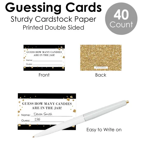 Big Dot of Happiness New Year&rsquo;s Eve - Gold - How Many Candies New Years Eve Party Game - 1 Stand and 40 Cards - Candy Guessing Game {7}