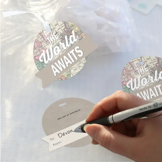 Big Dot of Happiness World Awaits - Travel Themed Party Clear Goodie Favor Bags - Treat Bags With Tags - Set of 12 {4}