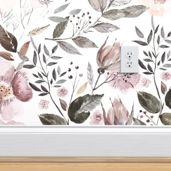 Peel & Stick Wallpaper 2FT Wide Floral Pastel Botanical Nature Roses Custom Removable Wallpaper by Spoonflower {4}