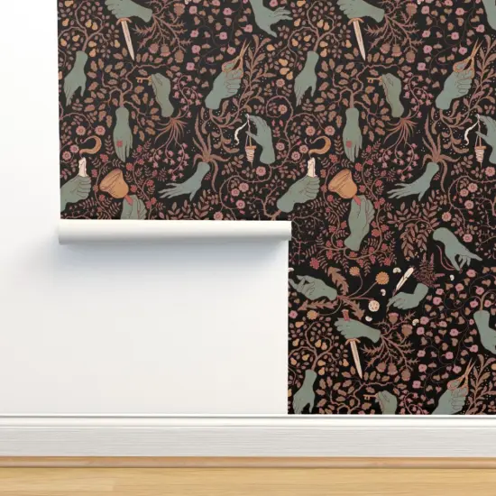 Peel & Stick Wallpaper 2FT Wide Spooky Gothic Halloween Creepy Fairytale Witchy Botanical Custom Removable Wallpaper by Spoonflower {2}