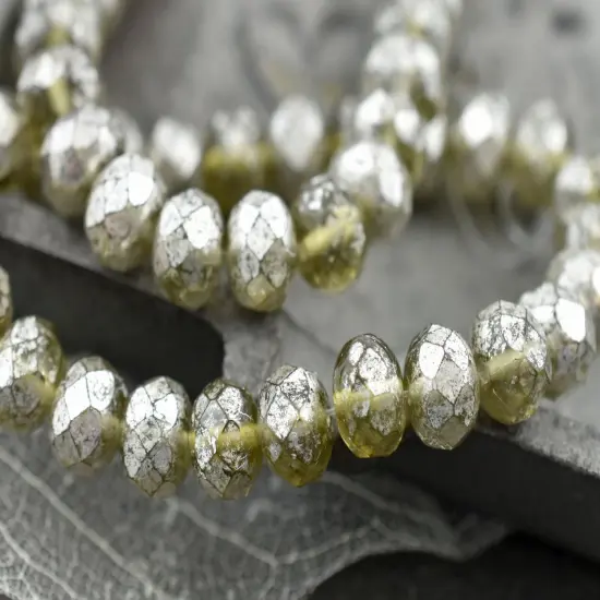 *25* 5x8mm Smokey Grey Mercury Fire Polished Rondelle Beads {2}