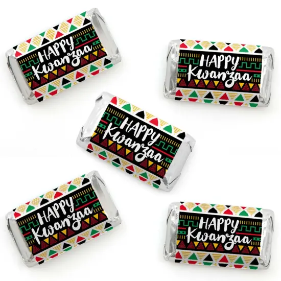 Big Dot of Happiness Happy Kwanzaa - Mini Candy Bar Wrapper Stickers - Heritage Holiday Party Small Favors - 40 Count {1}