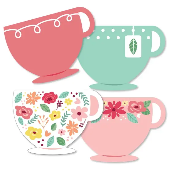Big Dot of Happiness Floral Let's Par-Tea - Tea Cup Decorations DIY Garden Tea Party Essentials - Set of 20 {3}