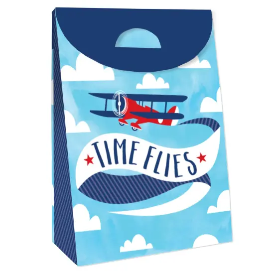 Big Dot of Happiness Taking Flight - Airplane - Vintage Plane Baby Shower or Birthday Gift Favor Bags - Party Goodie Boxes - Set of 12 {4}