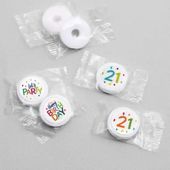 Big Dot of Happiness 21st Birthday - Cheerful Happy Birthday - Twenty-First Round Candy Sticker Favors - Labels Fits Chocolate Candy (1 sheet of 108) {4}