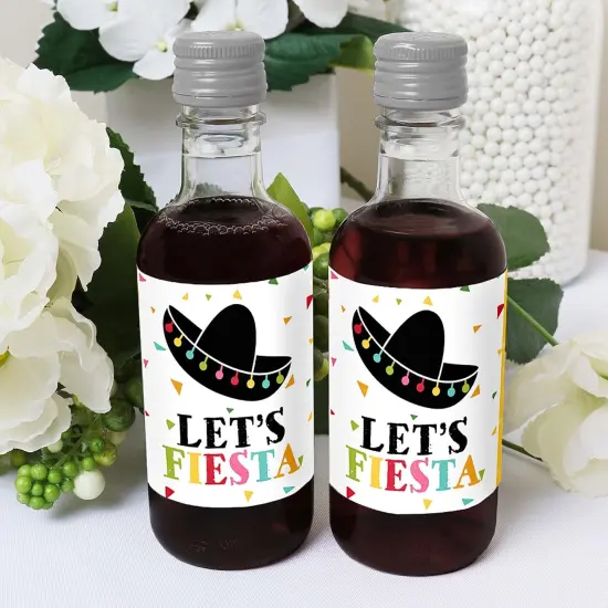 Big Dot of Happiness Let's Fiesta - Mini Wine and Champagne Bottle Label Stickers - Fiesta Favor Gift for Women and Men - Set of 16 {6}