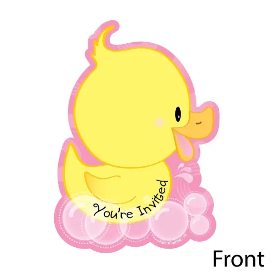 Big Dot of Happiness Pink Ducky Duck - Shaped Fill-in Invitations - Baby Shower or Birthday Party Invitation Cards with Envelopes - Set of 12 {3}