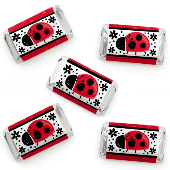 Big Dot of Happiness Happy Little Ladybug - Mini Candy Bar Wrapper Stickers - Baby Shower or Birthday Party Small Favors - 40 Count {1}