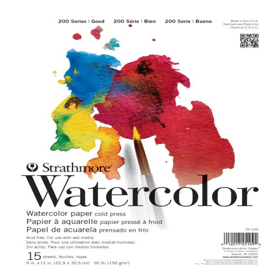 Strathmore Student Watercolor Pad 9"X12"-15 Sheets {1}