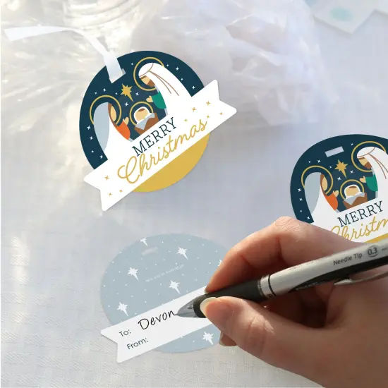 Big Dot of Happiness Holy Nativity - Manger Scene Religious Christmas Clear Goodie Favor Bags - Treat Bags With Tags - Set of 12 {4}