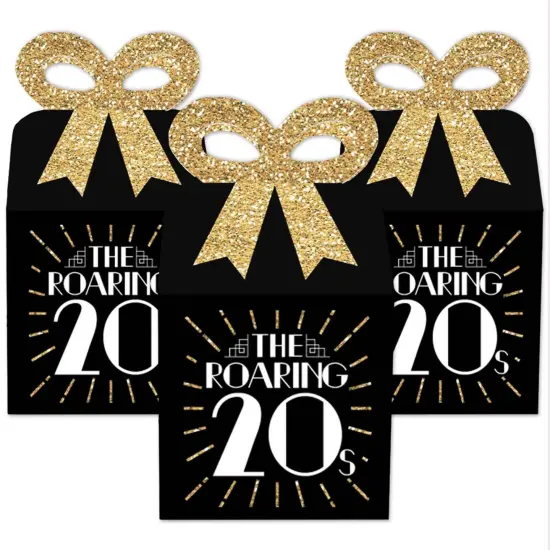 Big Dot of Happiness Roaring 20's - Square Favor Gift Boxes - 1920s Art Deco Jazz Party Bow Boxes - Set of 12 {3}