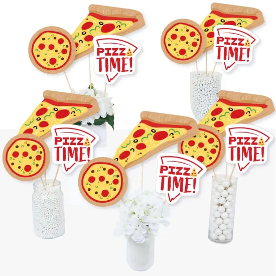 Big Dot of Happiness Pizza Party Time - Baby Shower or Birthday Party Centerpiece Sticks - Table Toppers - Set of 15 {3}