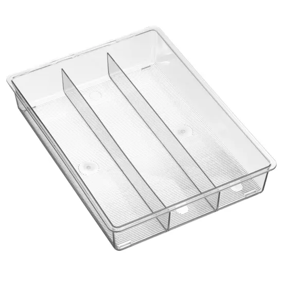 mDesign Plastic 3-Section In-Drawer Kitchen Utensil Organizer Tray {7}
