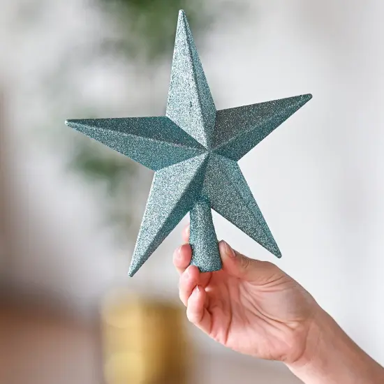 Ornativity Glitter Star Tree Topper - Christmas Tiffany Blue Decorative Holiday Bethlehem Star Ornament {6}