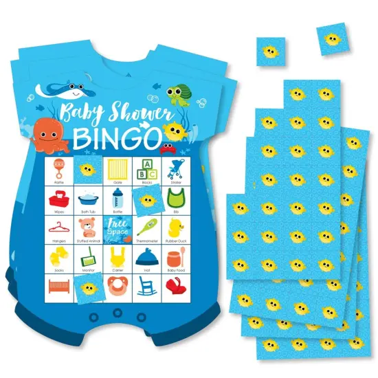 Big Dot of Happiness Under the Sea Critters - Picture Bingo Cards and Markers - Baby Shower Shaped Bingo Game - Set of 18 {1}