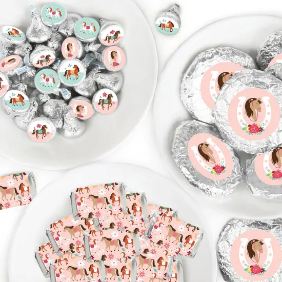 Big Dot of Happiness Run Wild Horses - Pony Birthday Party Candy Favor Sticker Kit - 304 Pc {1}