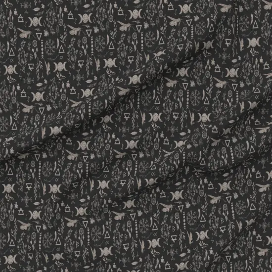 Various Fabrics by the Yard or Fat Quarter Feminine Magic Moon Pagan Black Witch Custom Printed Fabric by Spoonflower {6}