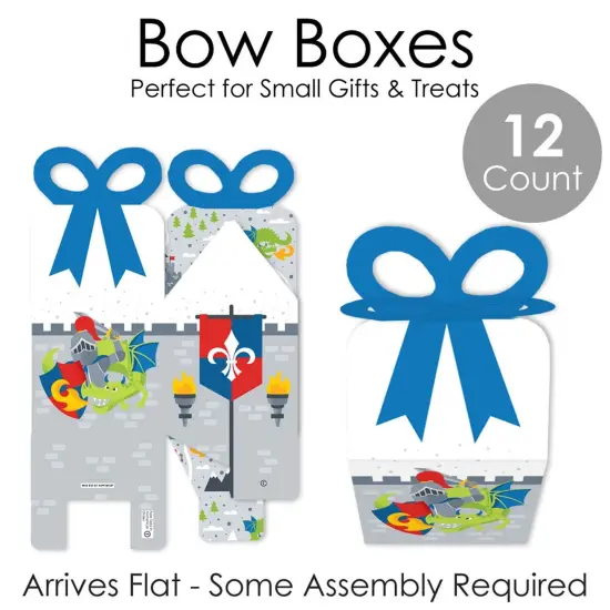 Big Dot of Happiness Calling All Knights and Dragons - Square Favor Gift Boxes - Medieval Party or Birthday Party Bow Boxes - Set of 12 {7}
