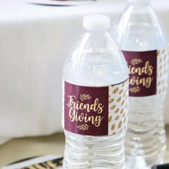 Big Dot of Happiness Elegant Thankful for Friends - Friendsgiving Thanksgiving Party Water Bottle Sticker Labels - Set of 20 {7}