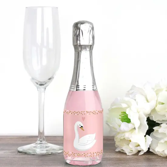 Big Dot of Happiness Swan Soiree - Mini Wine and Champagne Bottle Label Stickers - White Swan Baby Shower or Birthday Party Favor Gift - Set of 16 {3}