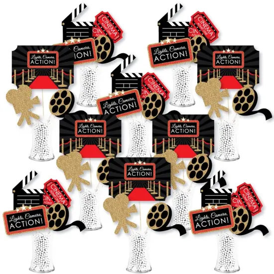 Big Dot of Happiness Red Carpet - Movie Night Party Centerpiece Sticks - Showstopper Table Toppers - 35 Pieces {1}