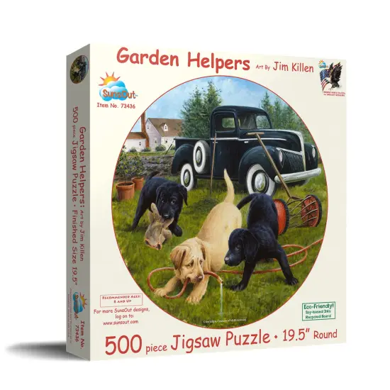 Sunsout Garden Helpers 500 pc Round Jigsaw Puzzle 73436 {3}
