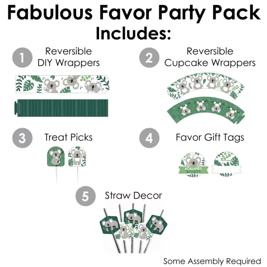 Big Dot of Happiness Koala Cutie - Bear Birthday Party and Baby Shower Favors and Cupcake Kit - Fabulous Favor Party Pack - 100 Pieces {3}