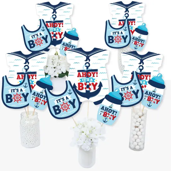 Big Dot of Happiness Ahoy It's a Boy - Nautical Baby Shower Centerpiece Sticks - Table Toppers - Set of 15 {3}