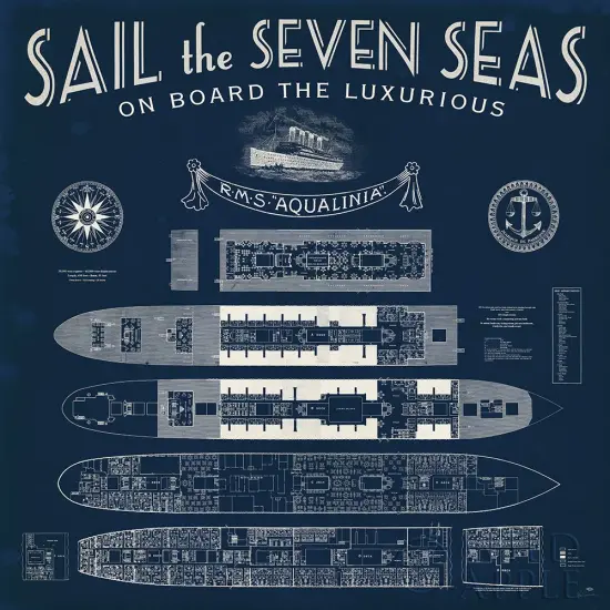 Blueprint Luxury Liner Poster Print by Sue Schlabach - Item # VARPDX13698 {1}