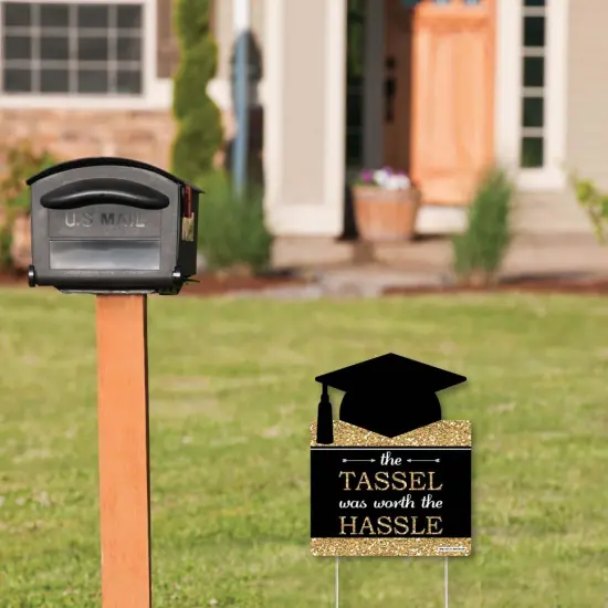 Big Dot of Happiness Gold Graduation Party Yard Sign - Outdoor Lawn Sign - 1 Piece {3}