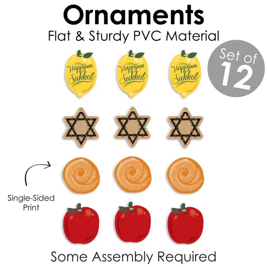 Big Dot of Happiness Sukkot - Sukkah Holiday Decorations - Tree Ornaments - Set of 12 {6}
