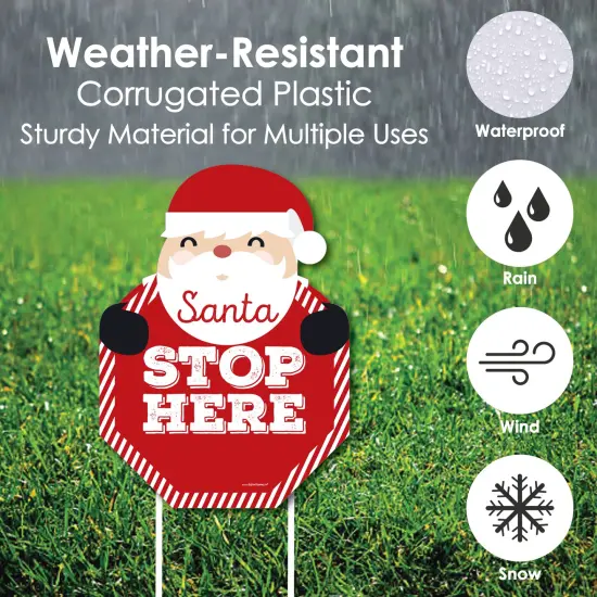 Big Dot of Happiness Jolly Santa Claus - Santa Stop Here Yard Sign - Christmas Welcome Yard Sign {4}