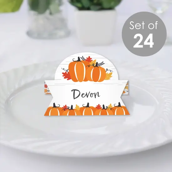 Big Dot of Happiness Fall Pumpkin - Halloween or Thanksgiving Party Tent Buffet Card - Table Setting Name Place Cards - Set of 24 {3}